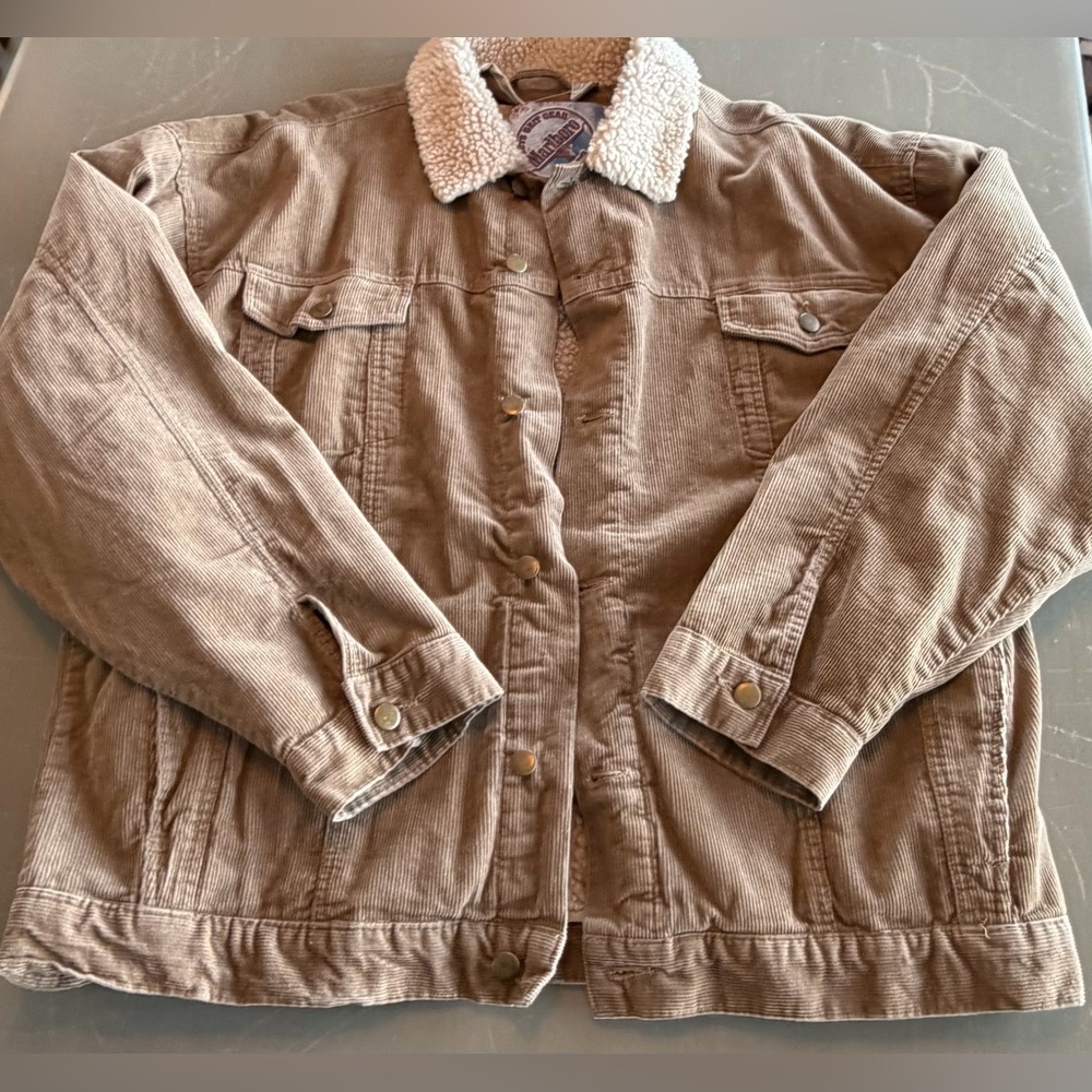 VTG Marlboro 2003 Adult XXL Brown Guts Grit Gear Corduroy Fleece Lined Coat NWT